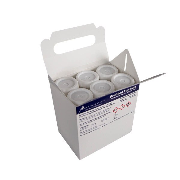 40 mL Prefilled Formalin, open